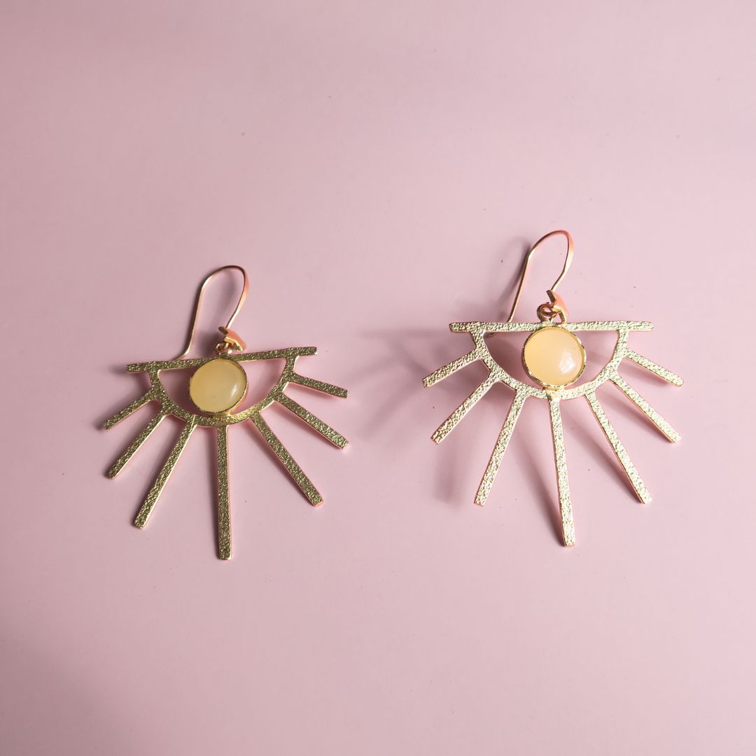 Padang Padang Sunray Earring-Yellow Stone