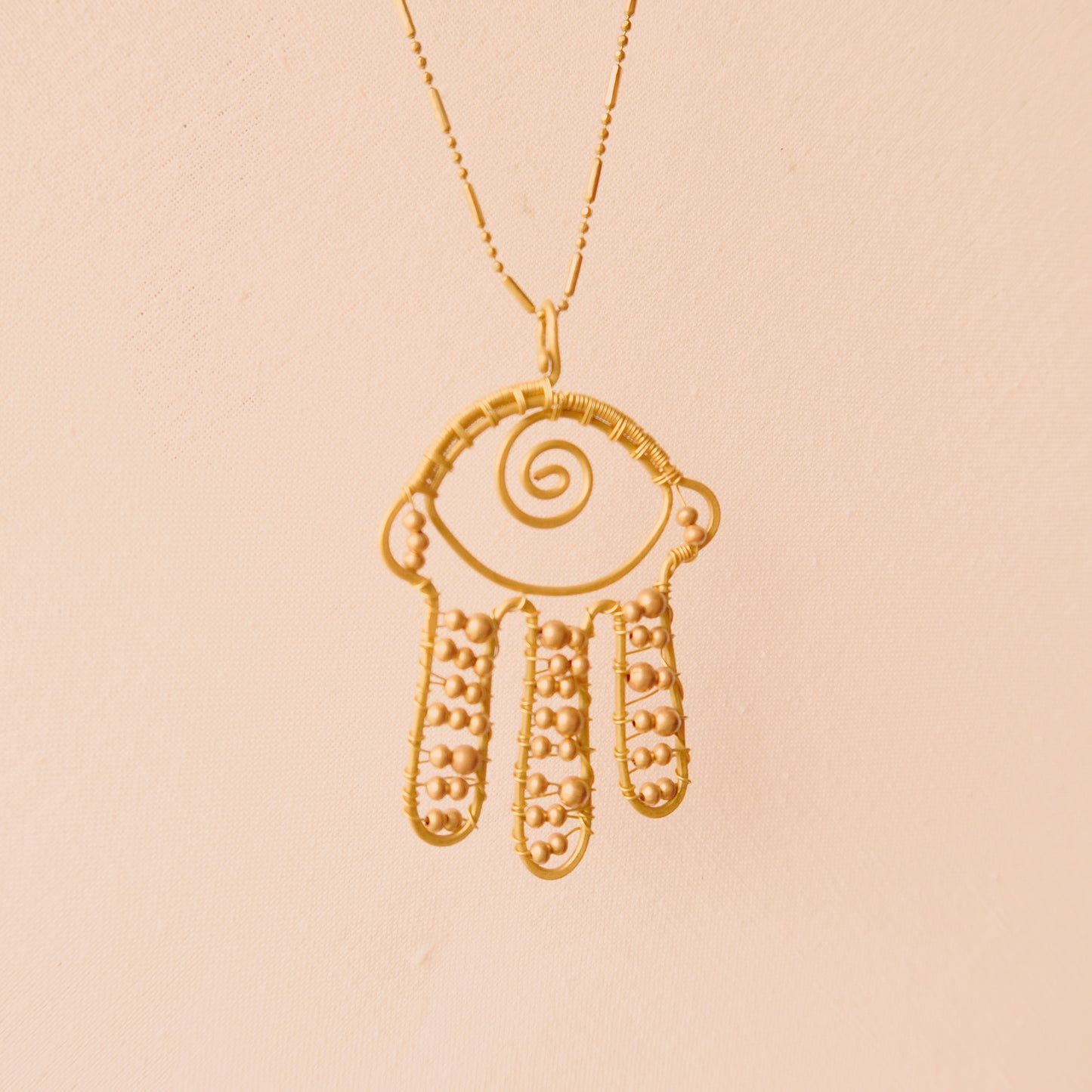 Brass Bead Humsa Necklace