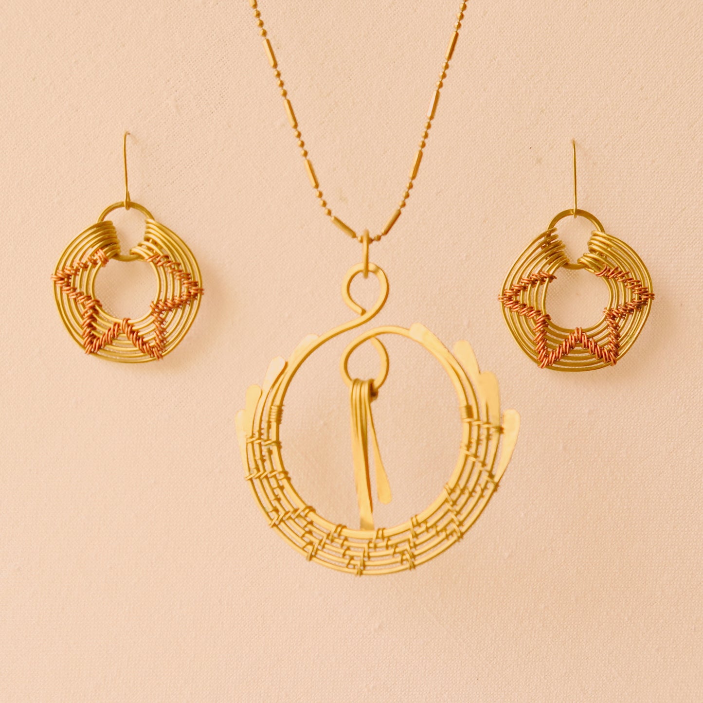 Brass Full Moon Waterfall Necklace
