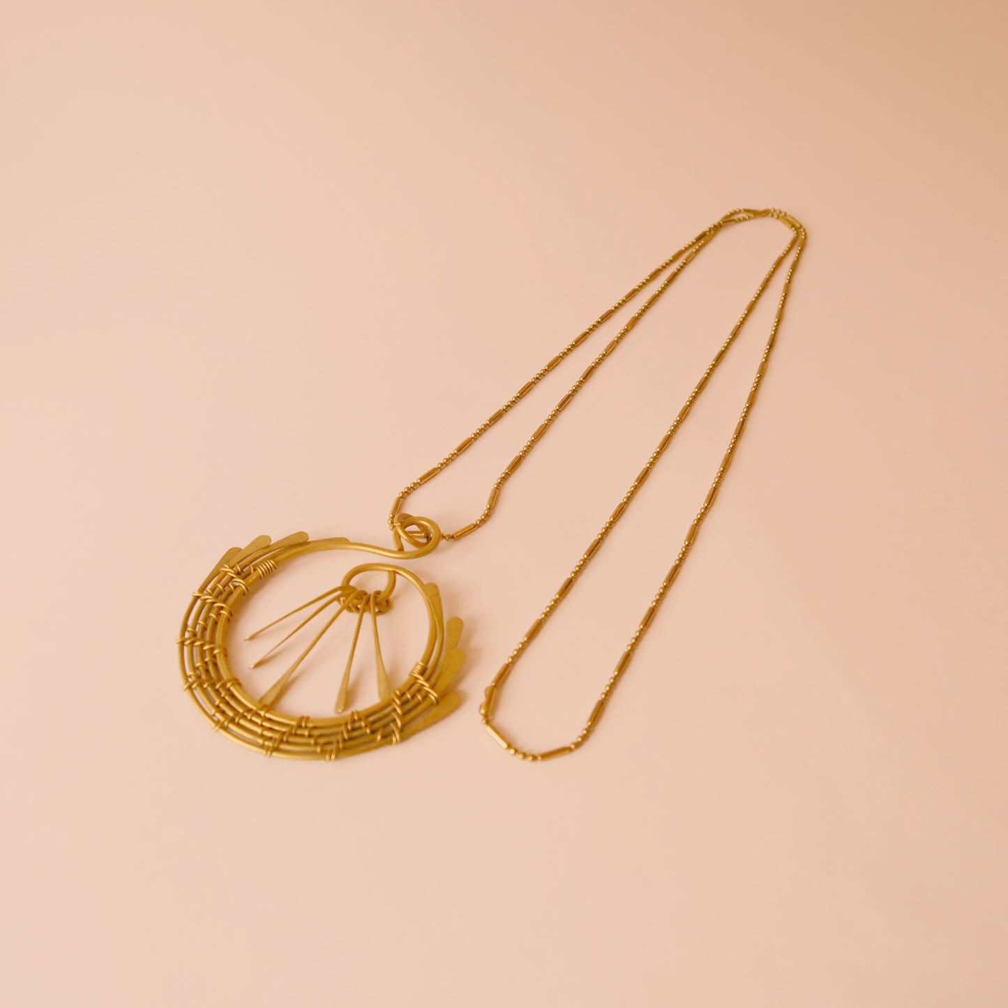 Brass Full Moon Waterfall Necklace
