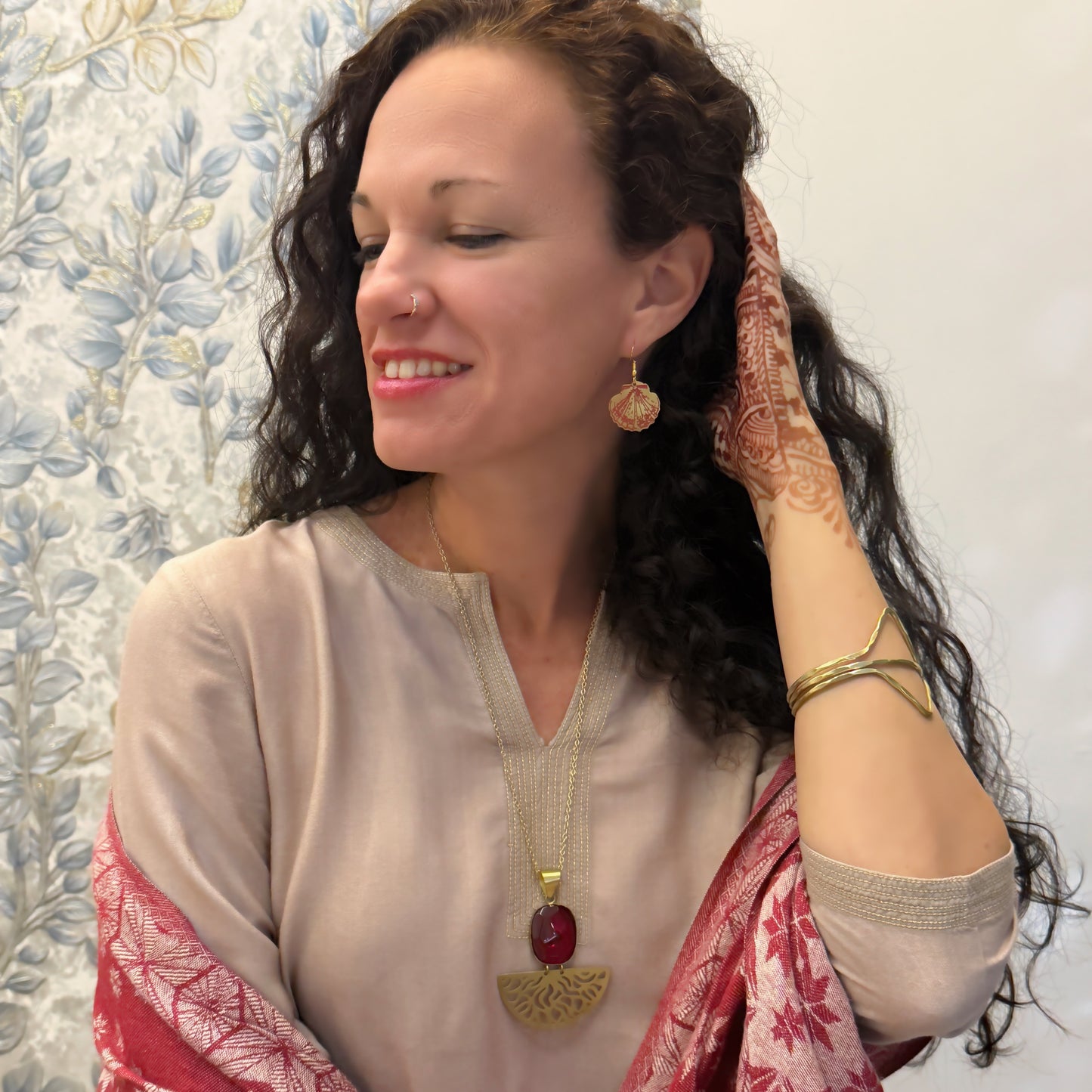 Red Shell Patina Earrings