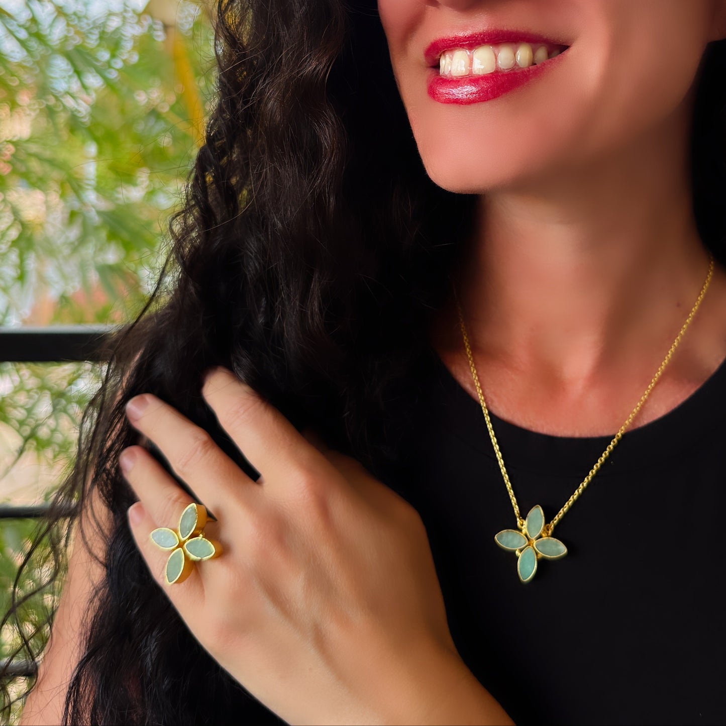 Amazonite Flower Necklace