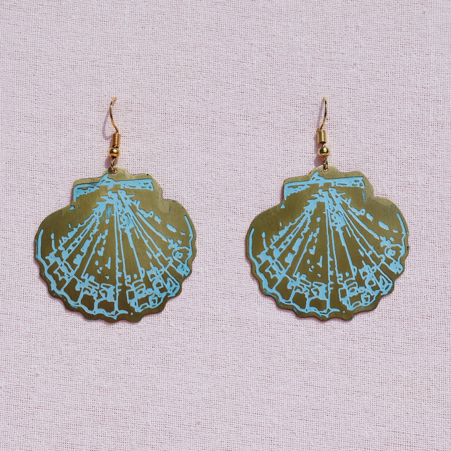 Blue Shell Patina Earrings