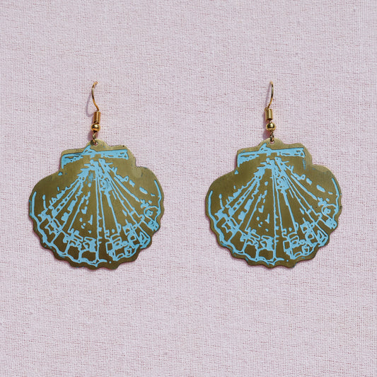 Blue Shell Patina Earrings