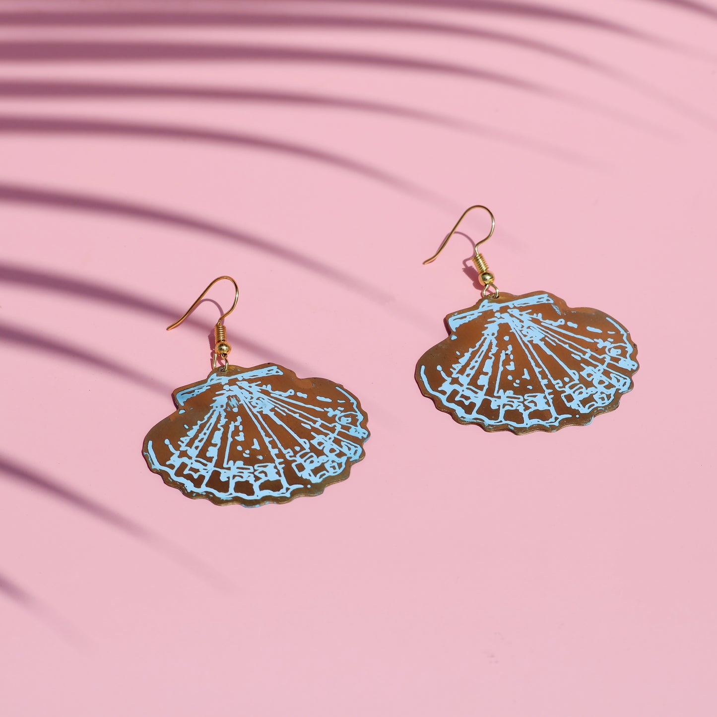 Blue Shell Patina Earrings