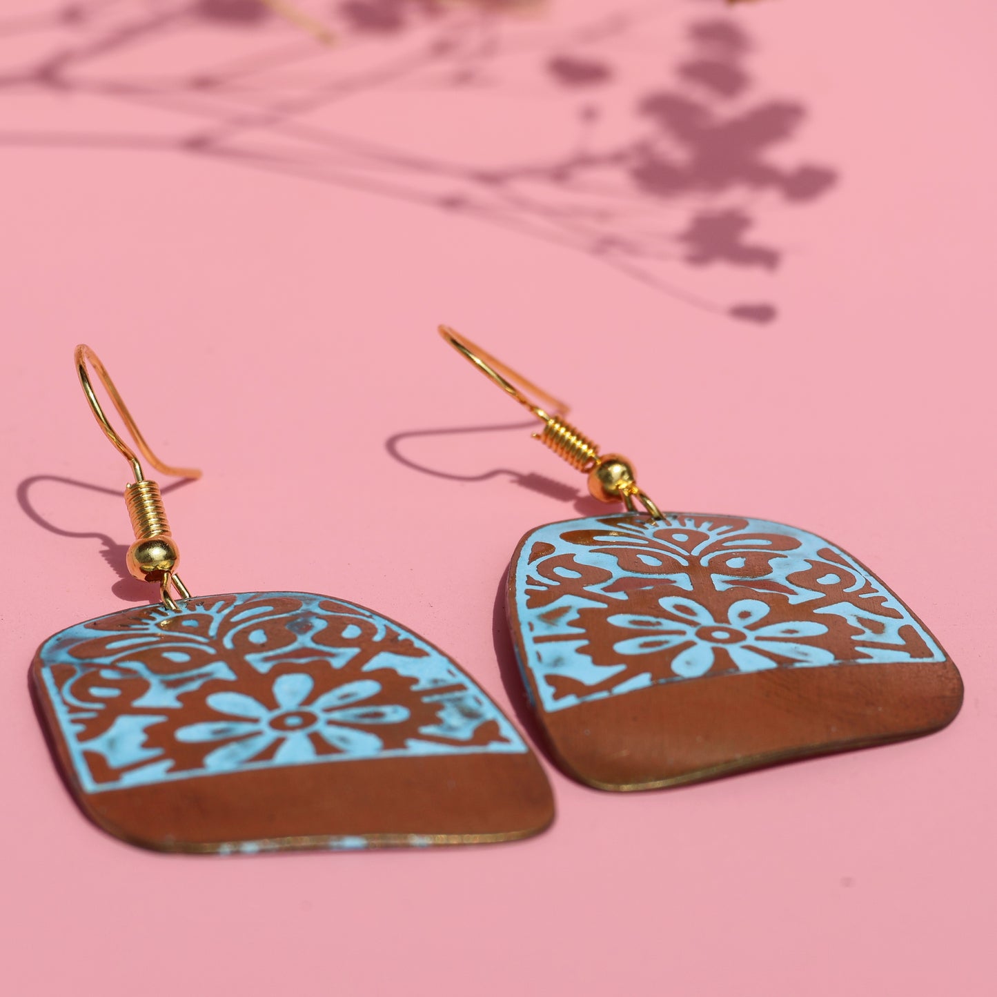 Turquoise Flower Patina Earrings