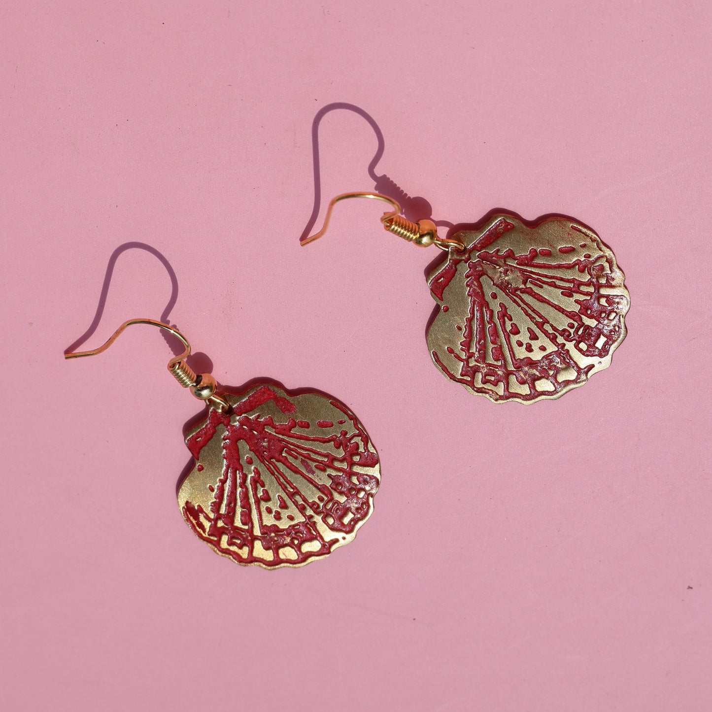 Red Shell Patina Earrings