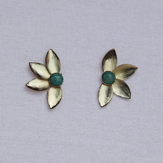 Turquoise Half-Flower Earrings