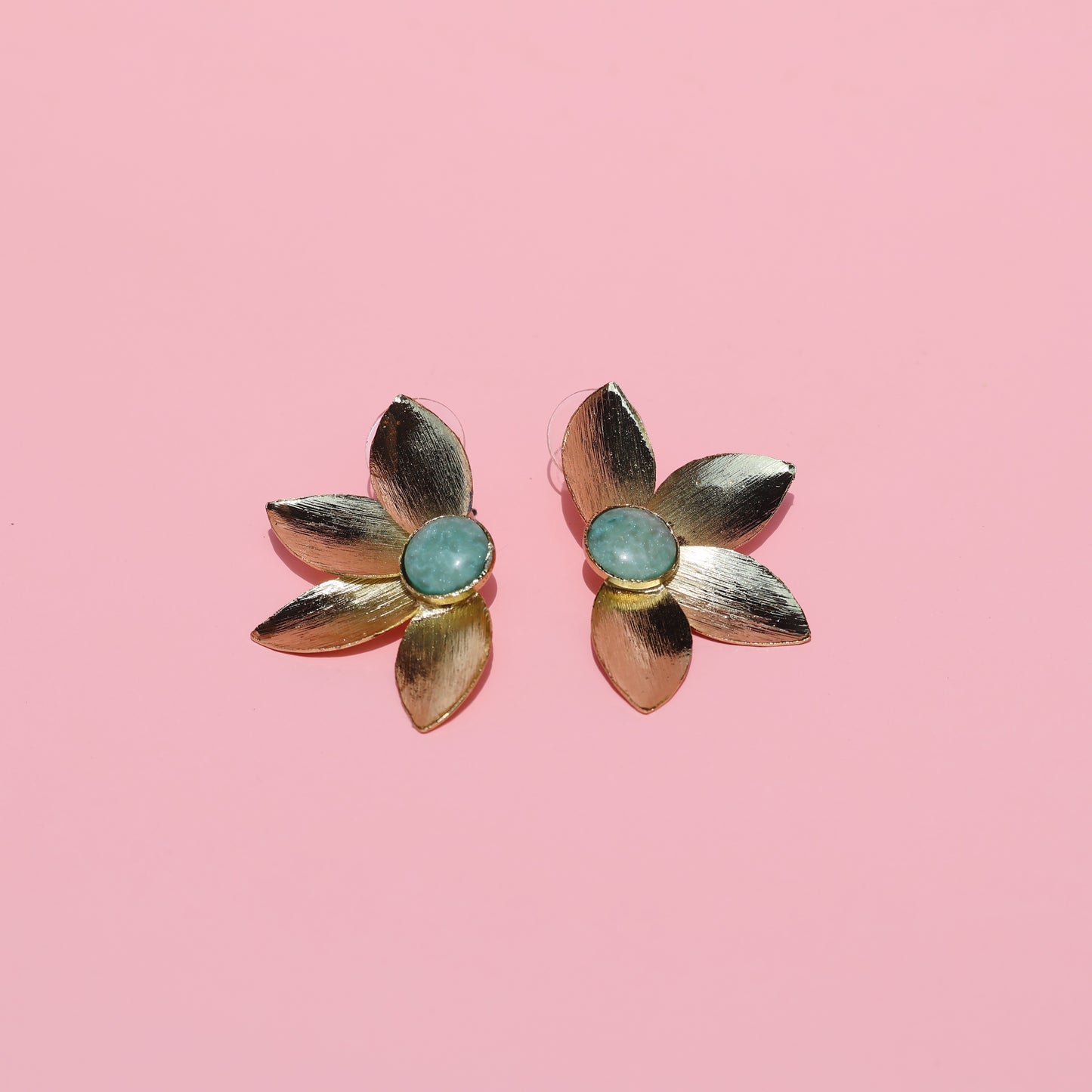 Turquoise Half-Flower Earrings
