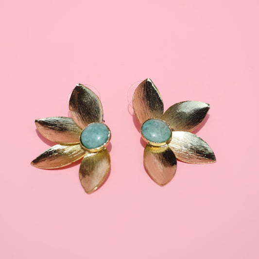Turquoise Half-Flower Earrings