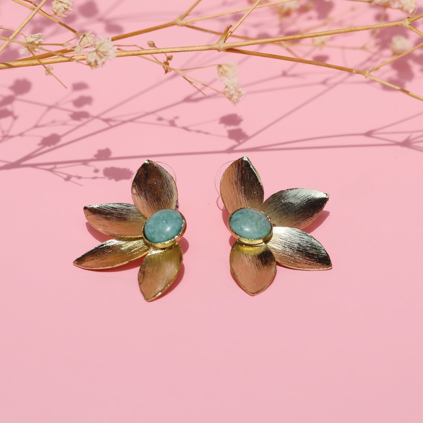 Turquoise Half-Flower Earrings