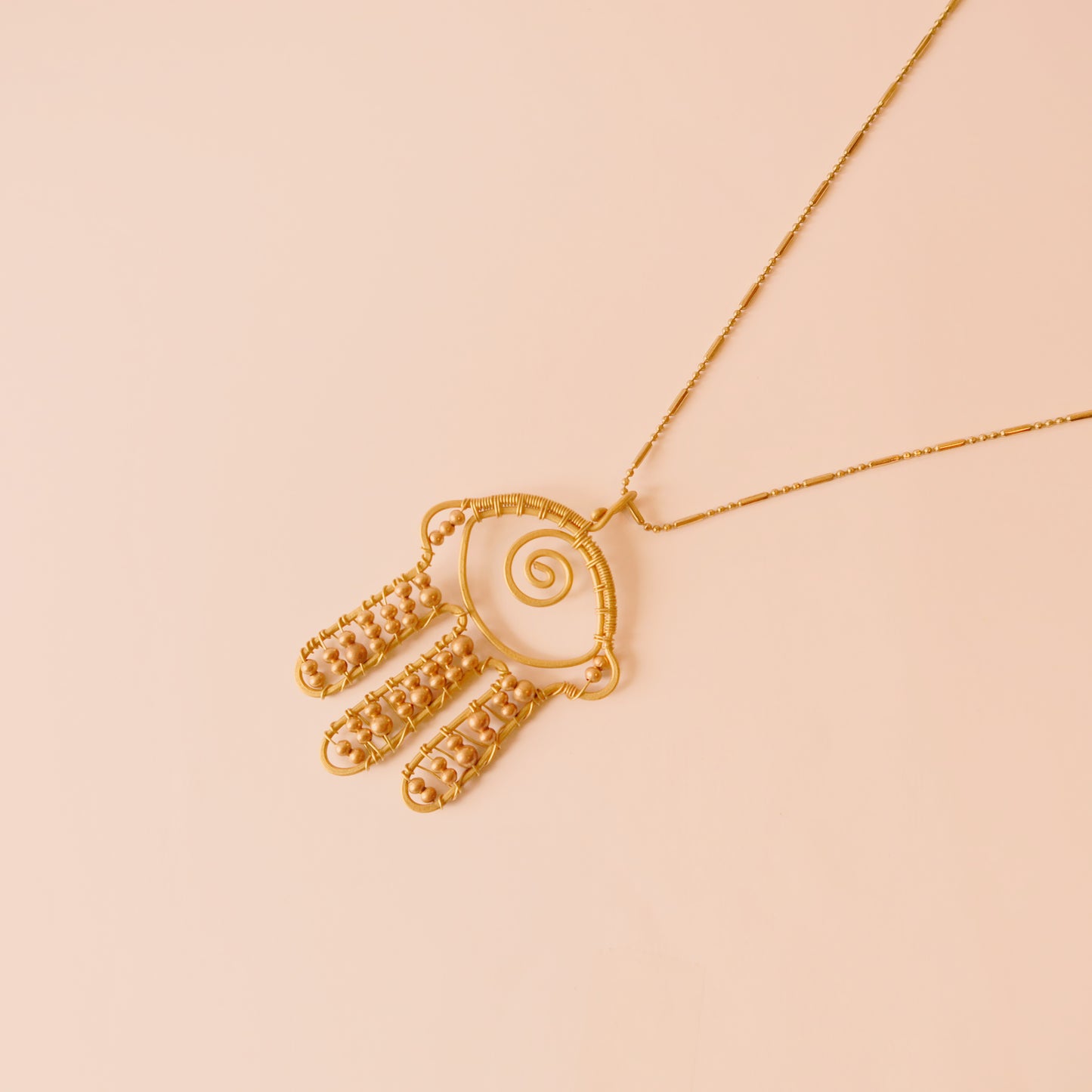 Brass Bead Humsa Necklace