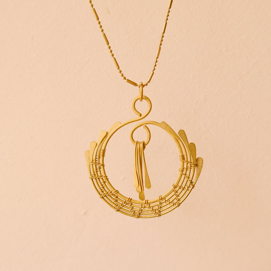 Brass Full Moon Waterfall Necklace