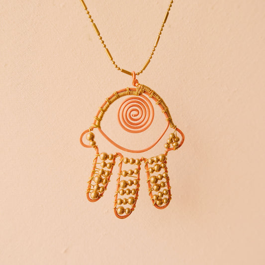 Copper Bead Hamsa Necklace