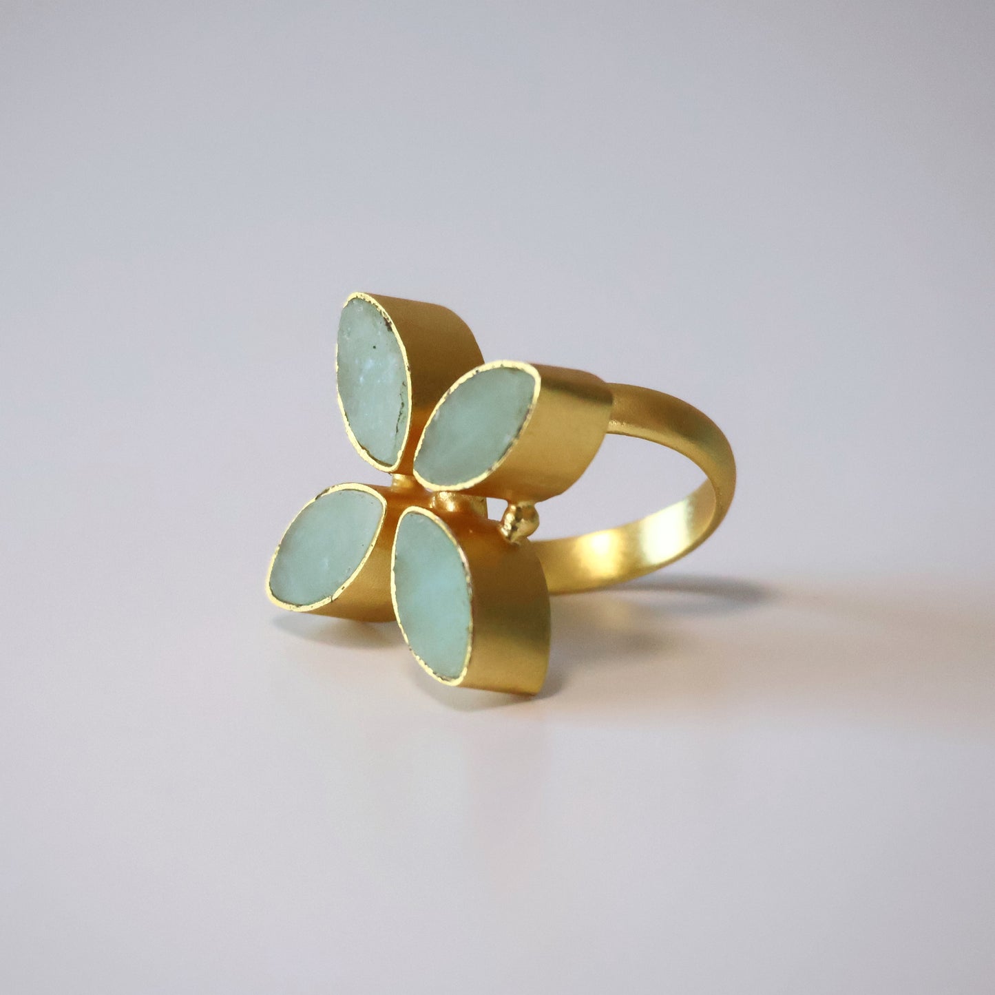 Amazonite Flower Ring