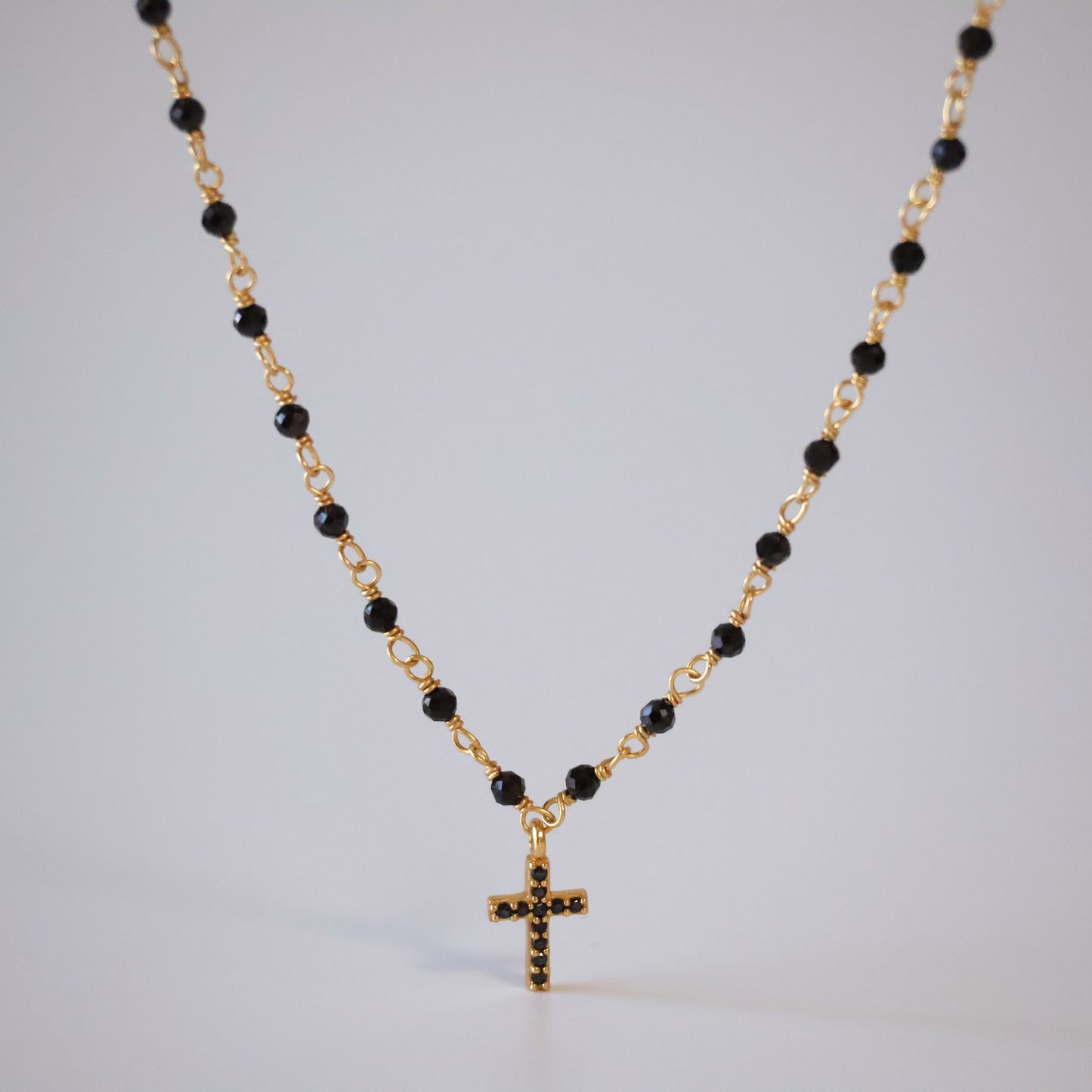 Black Onyx Cross Necklace