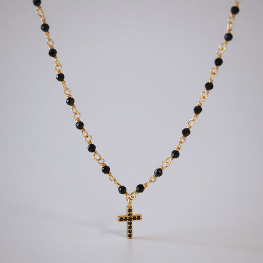 Black Onyx Cross Necklace