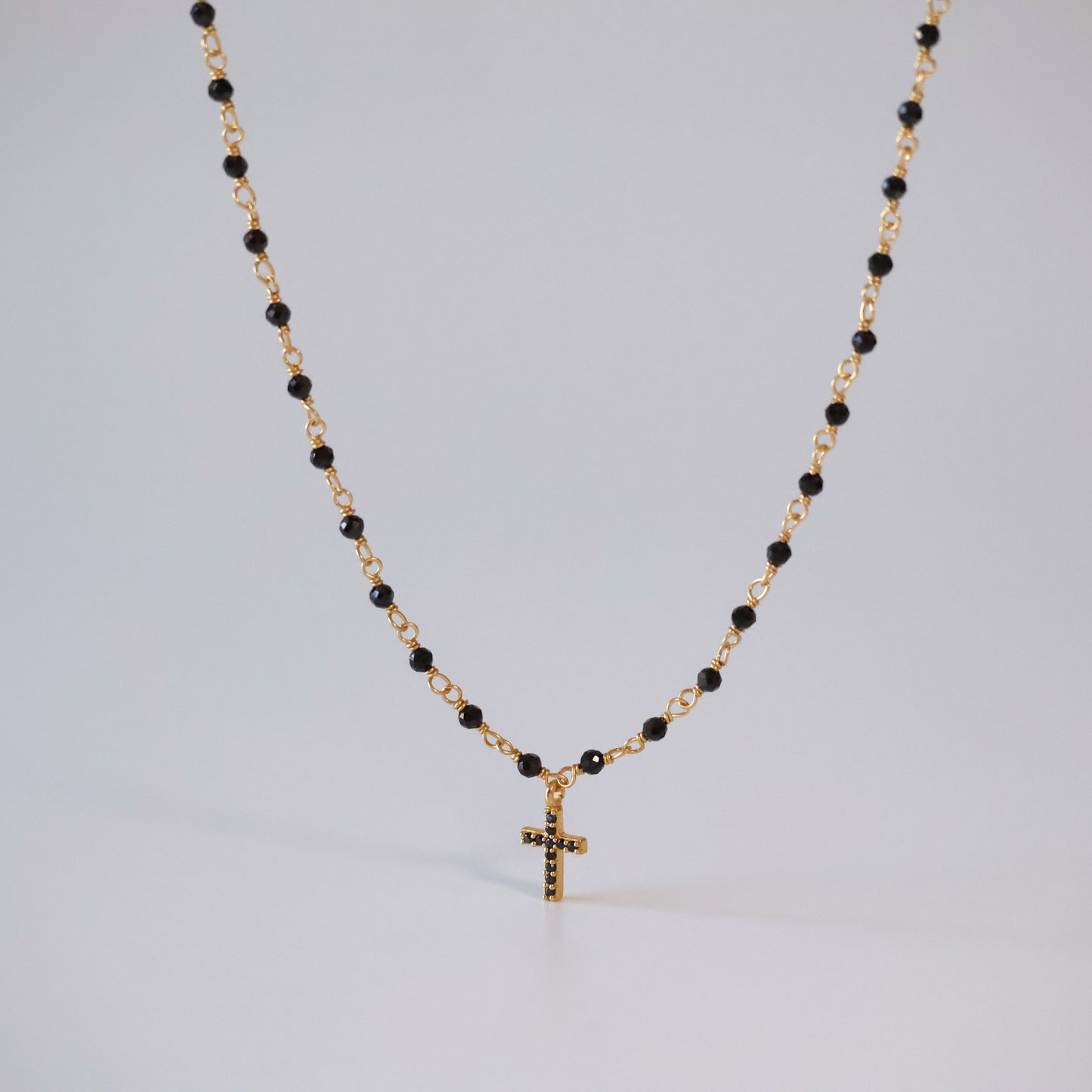 Black Onyx Cross Necklace
