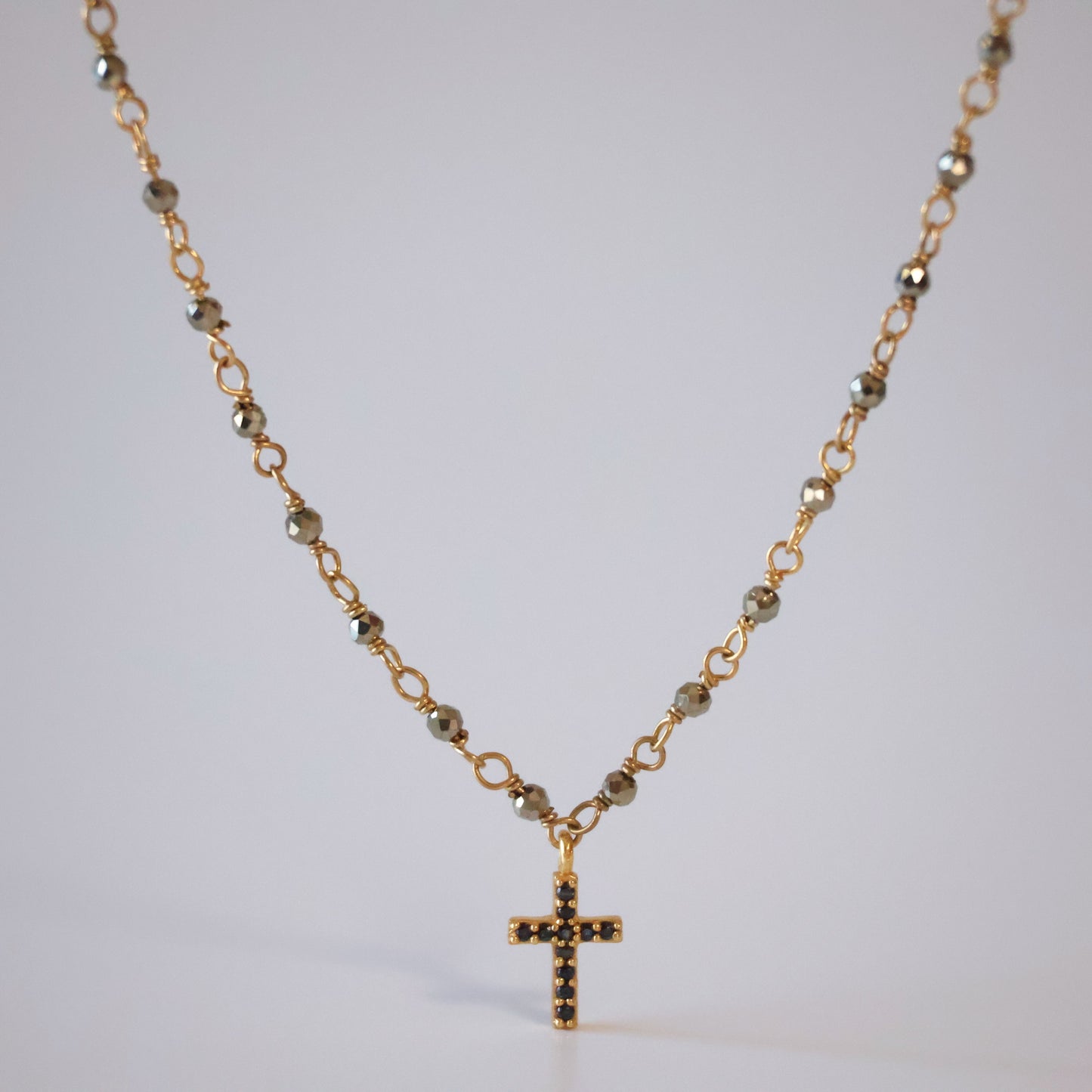 Pyrite Cross Necklace