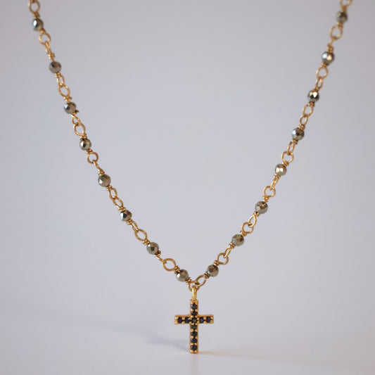 Pyrite Cross Necklace