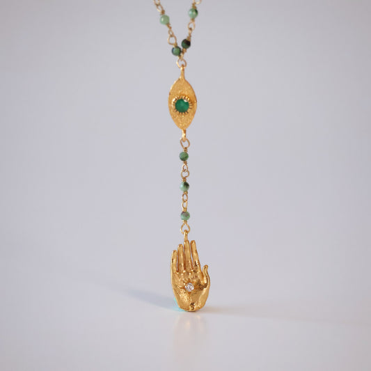 Ruby Zoisite Evil Eye Necklace