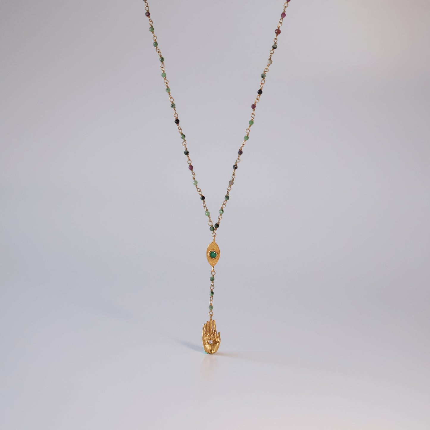 Ruby Zoisite Evil Eye Necklace