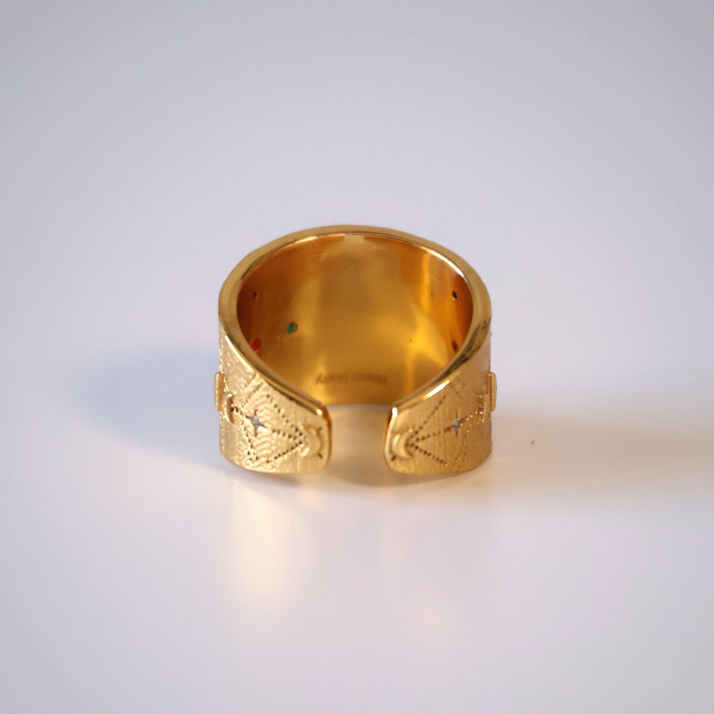Turquoise and Coral Moon Ring