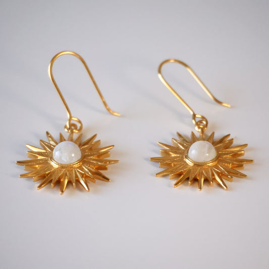 Moonstone Sun Earrings