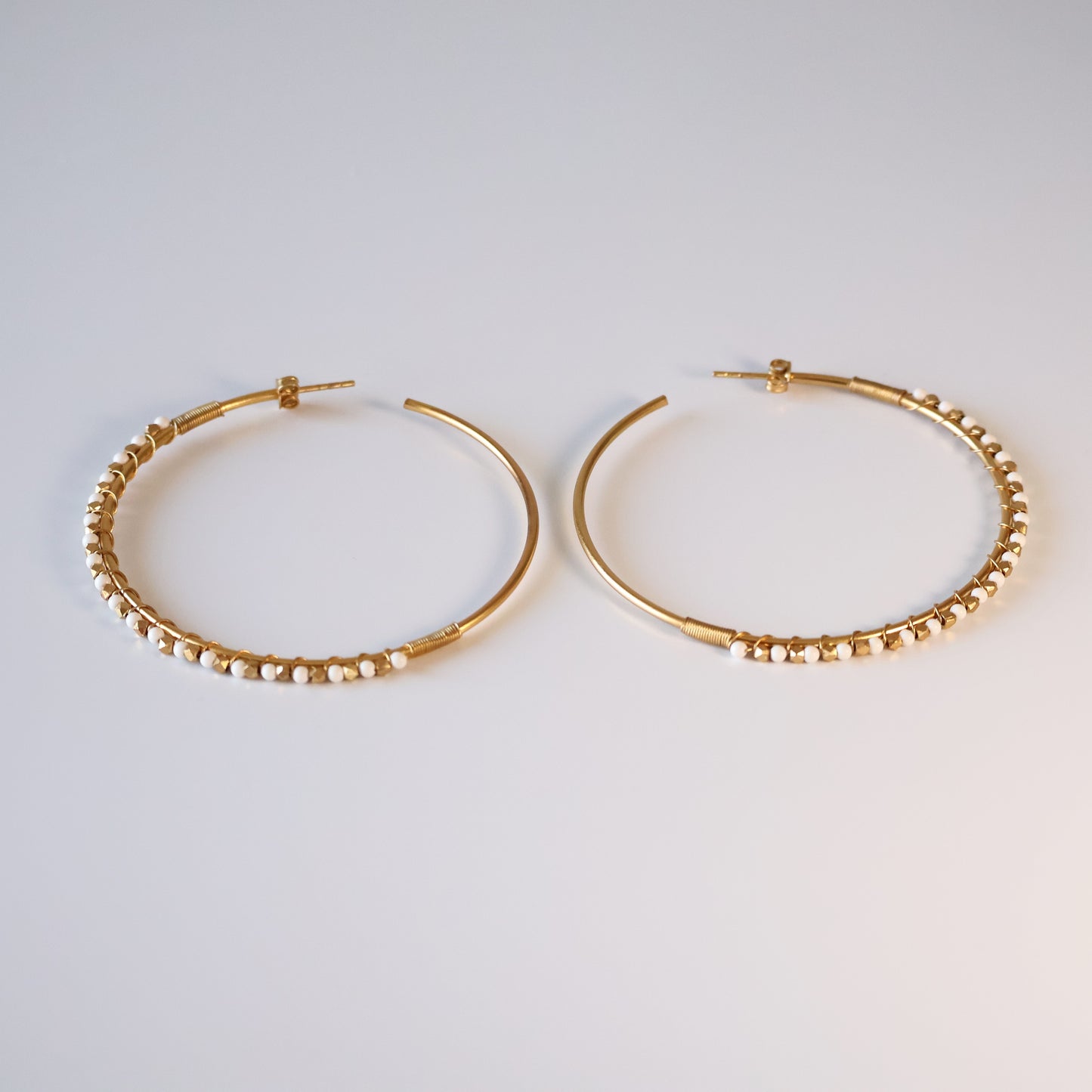 White Agate Gemstone Hoop Earrings