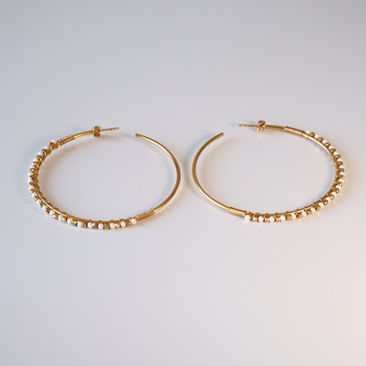 White Agate Gemstone Hoop Earrings