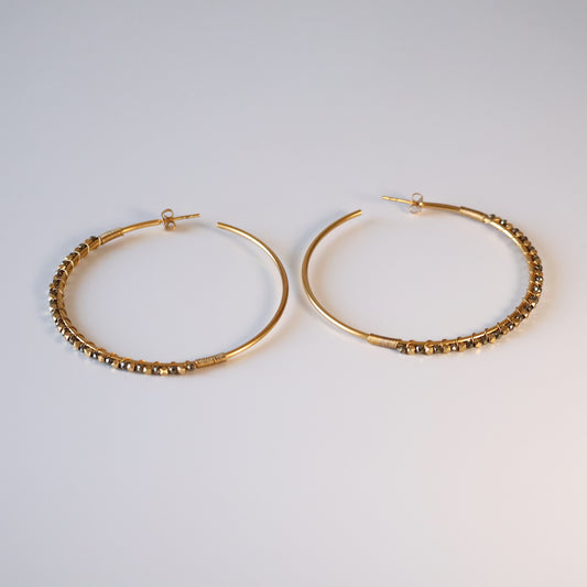 Pyrite Gemstone Hoop Earrings