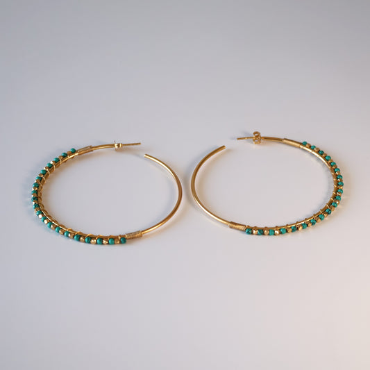 Turquoise Gemstone Hoop Earrings