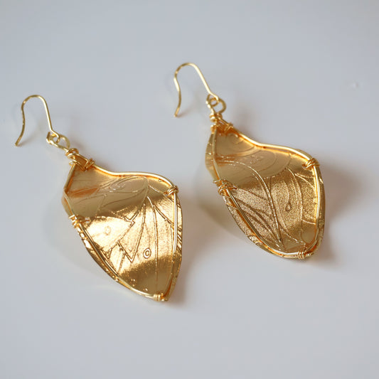 Gold Embossed Leaf Earrings