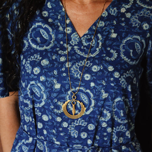 Brass Full Moon Waterfall Necklace
