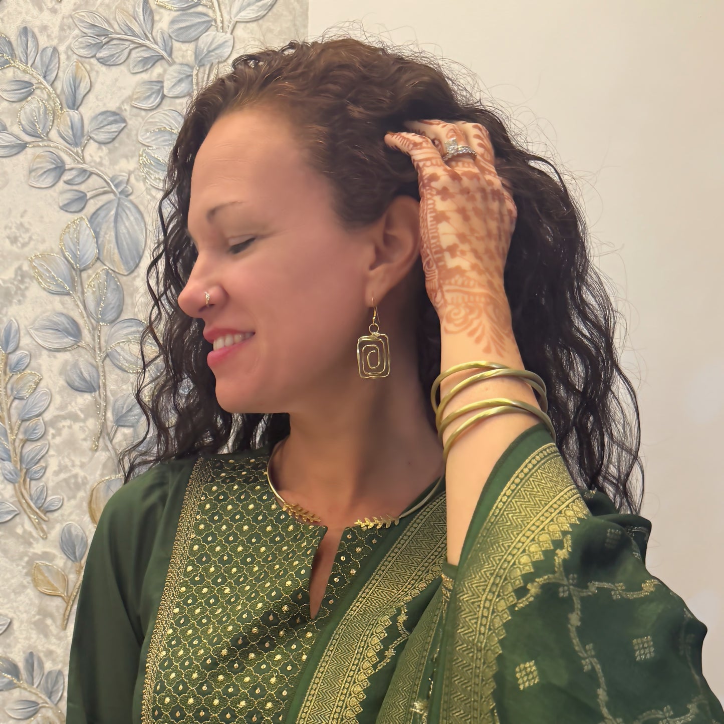 Rectangle Swirl Earrings