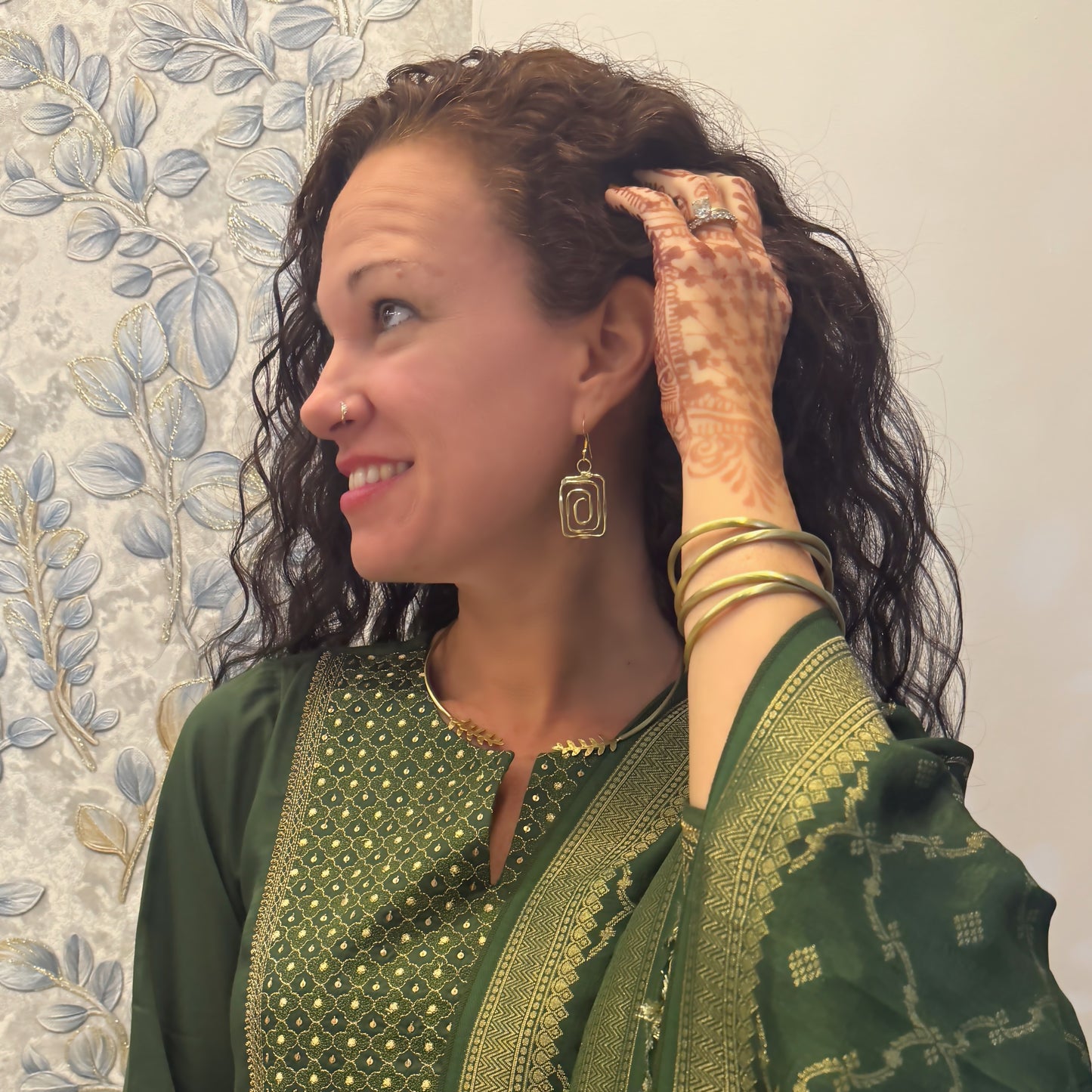 Rectangle Swirl Earrings