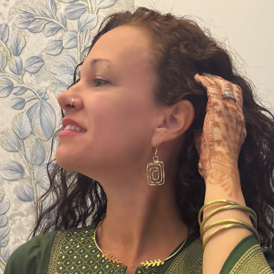 Rectangle Swirl Earrings