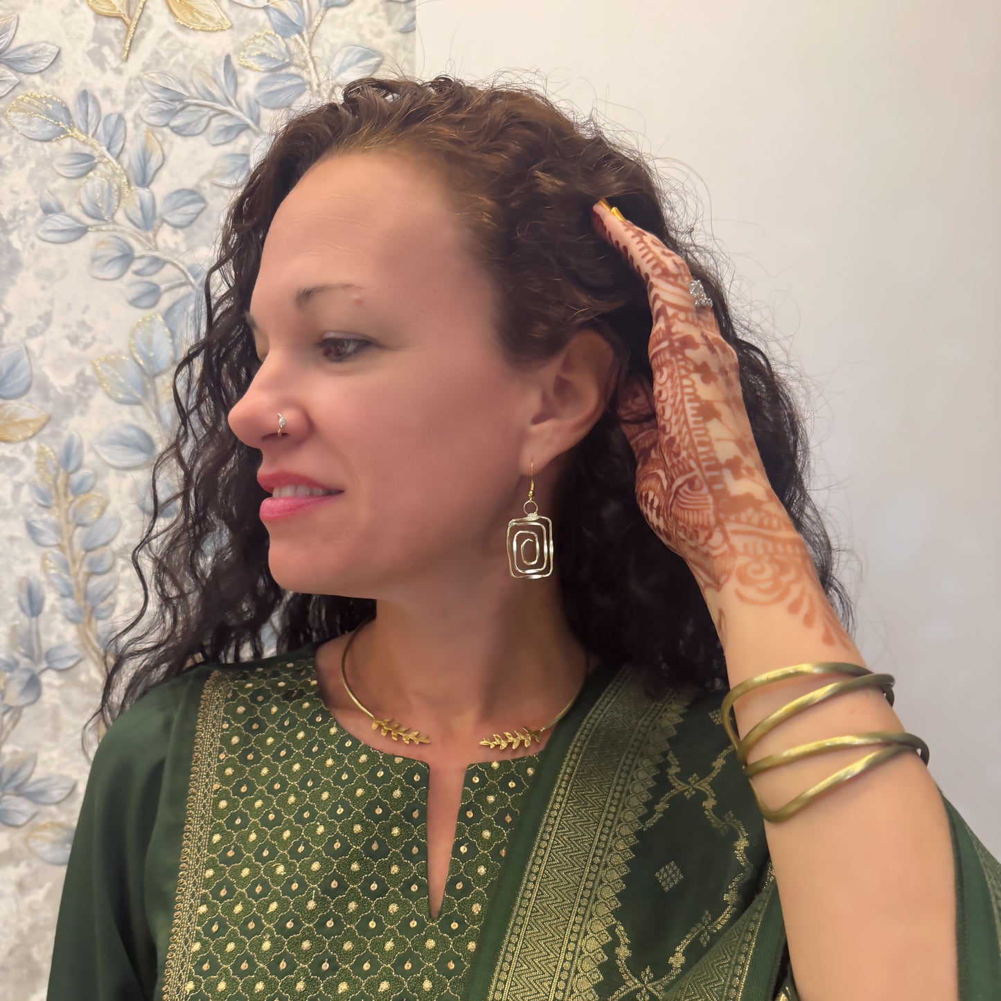 Rectangle Swirl Earrings