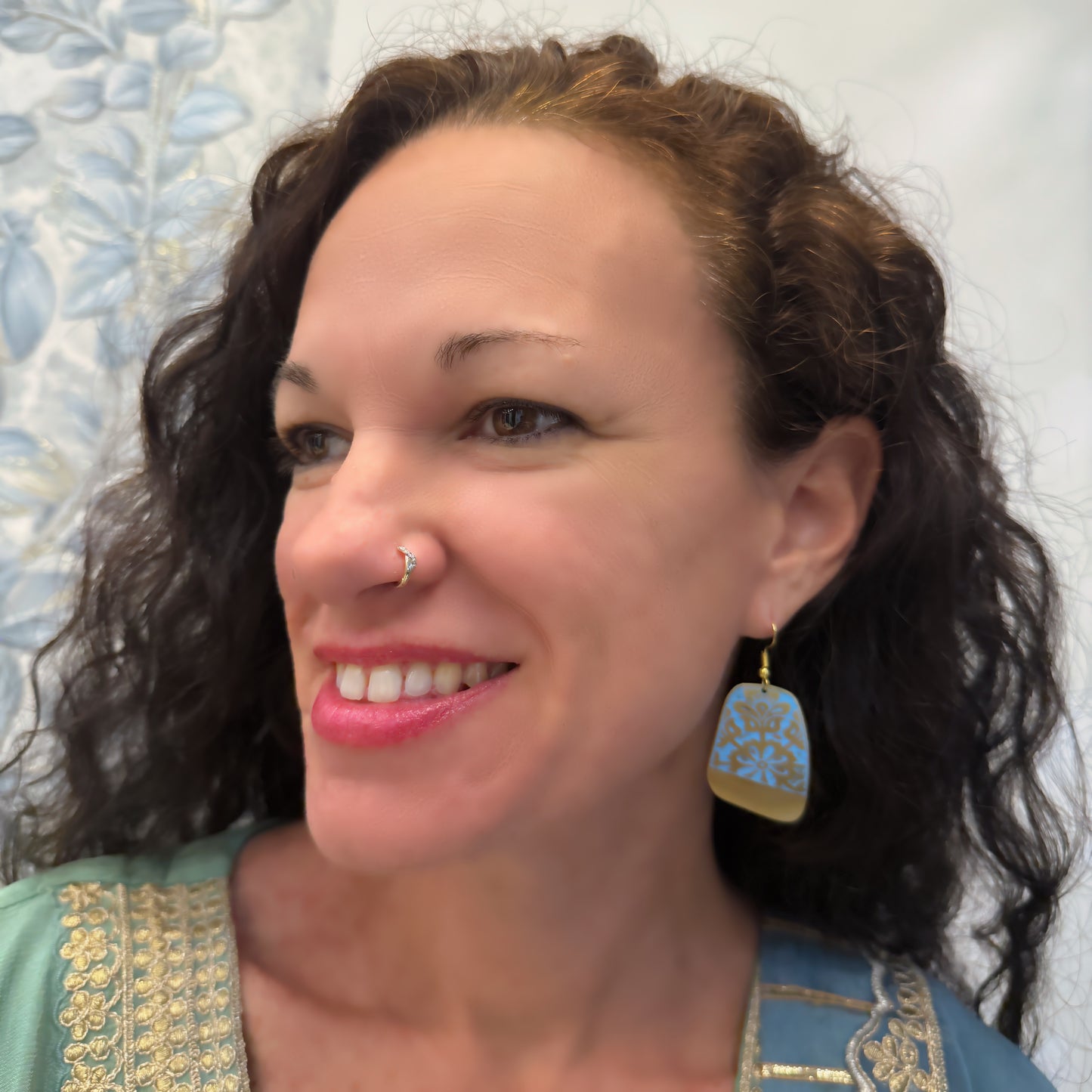 Turquoise Flower Patina Earrings