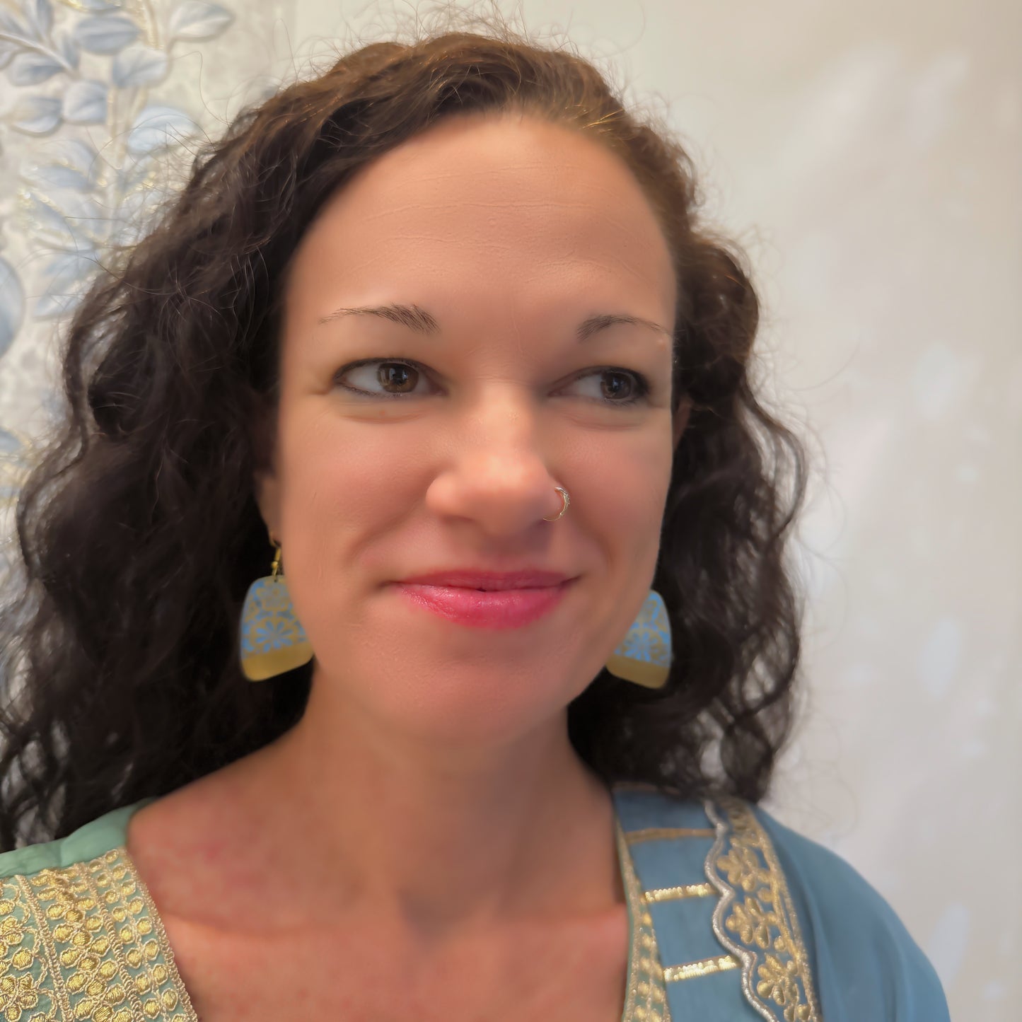 Turquoise Flower Patina Earrings