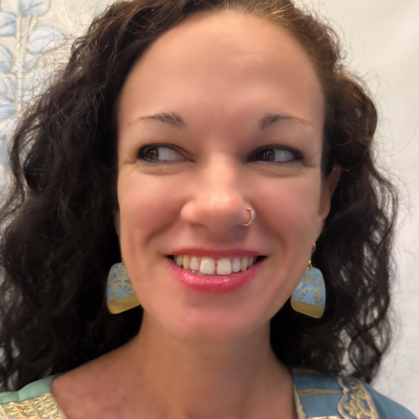 Turquoise Flower Patina Earrings