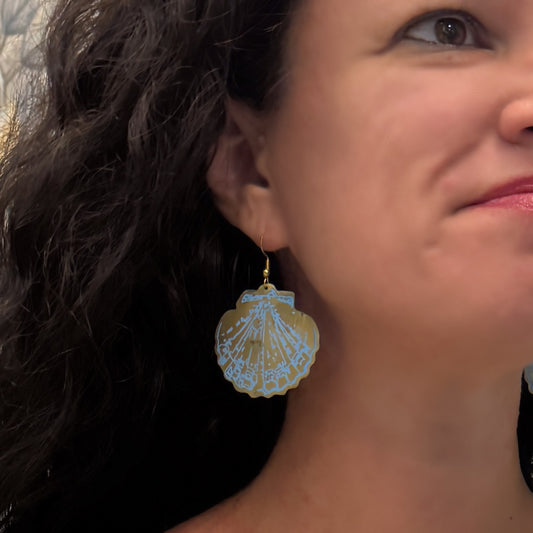 Blue Shell Patina Earrings