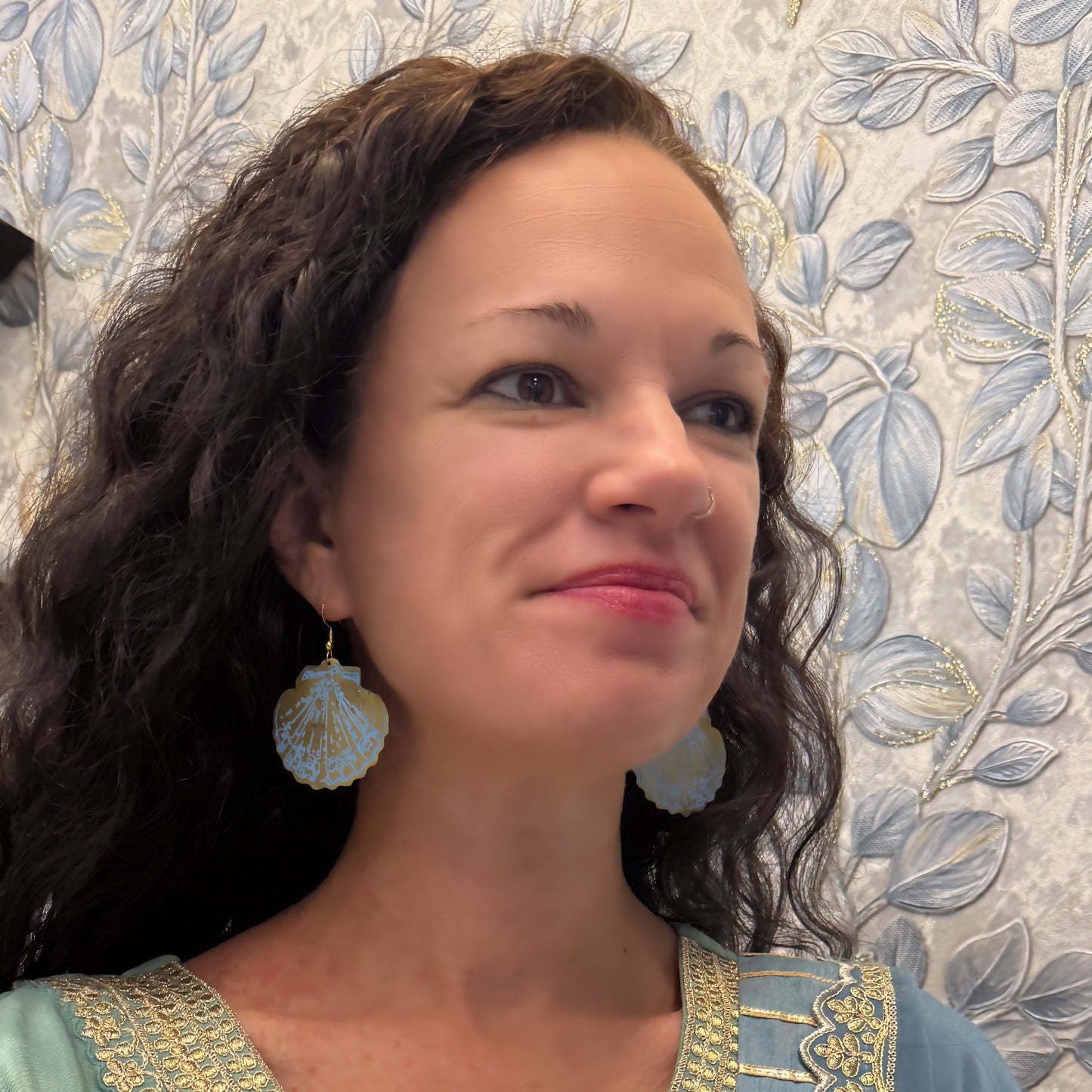 Blue Shell Patina Earrings