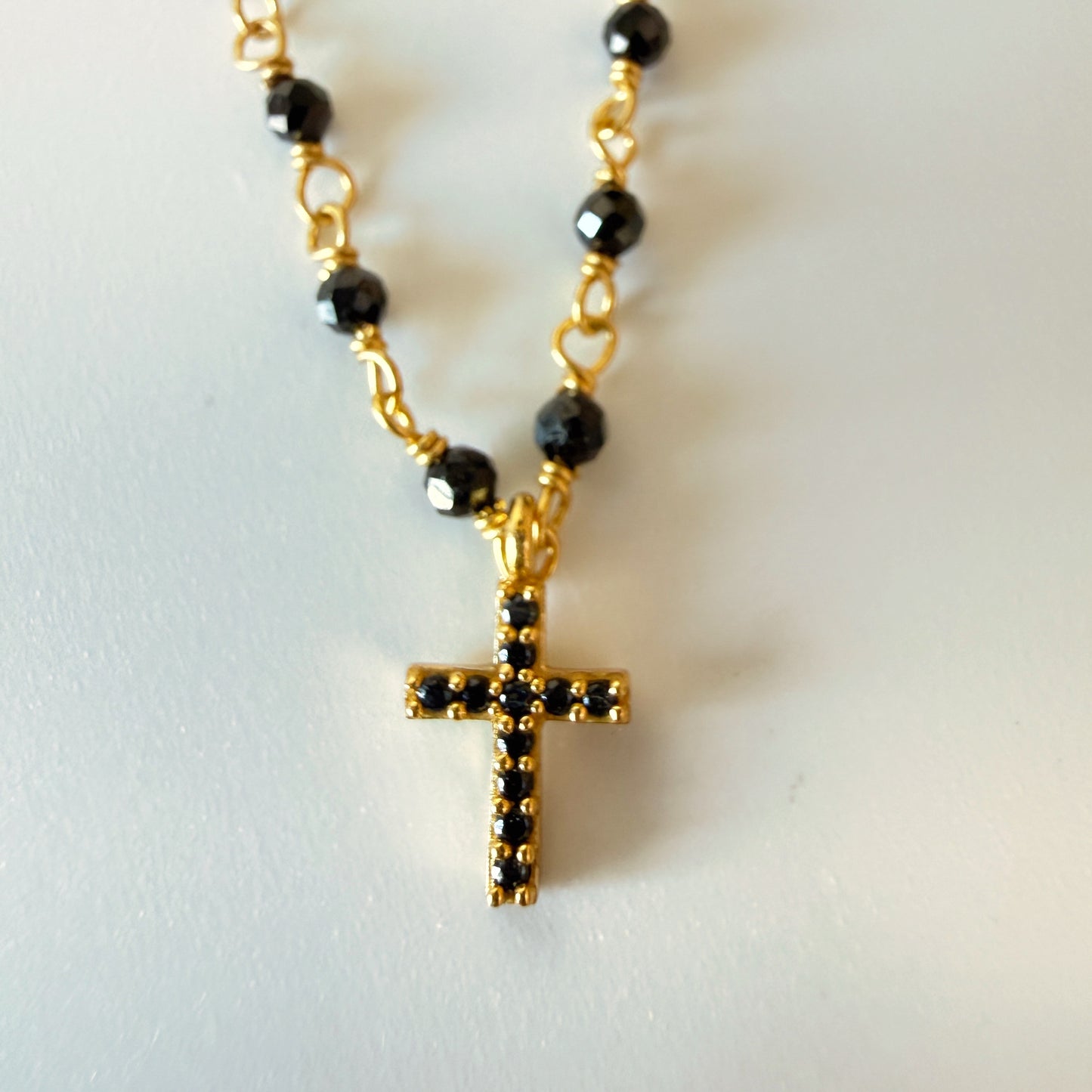 Black Onyx Cross Necklace