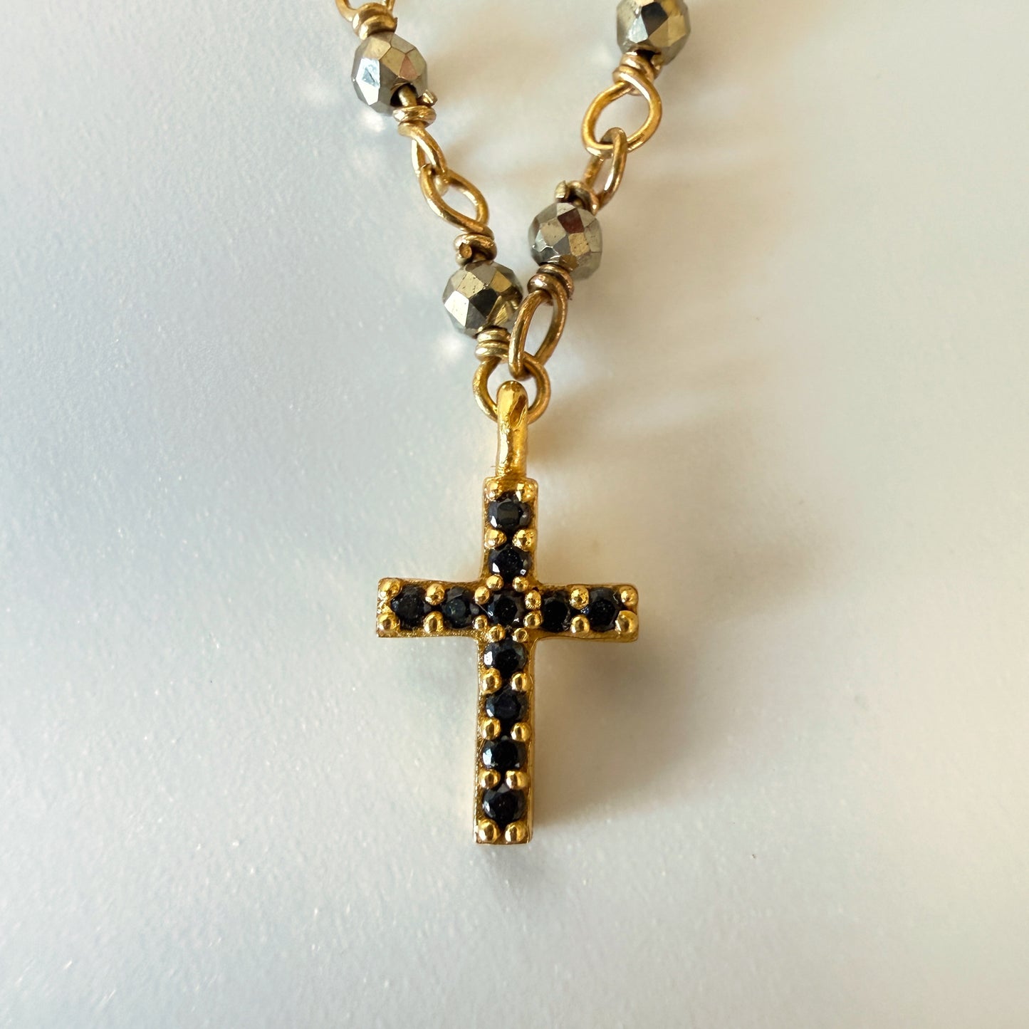 Pyrite Cross Necklace