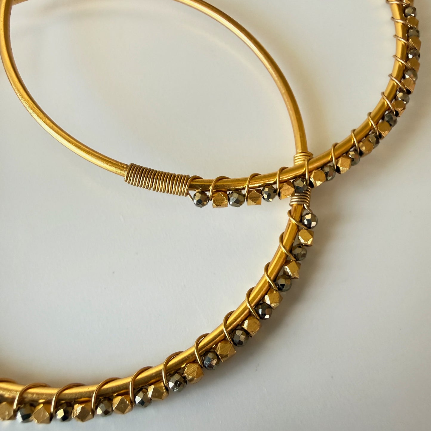 Pyrite Gemstone Hoop Earrings