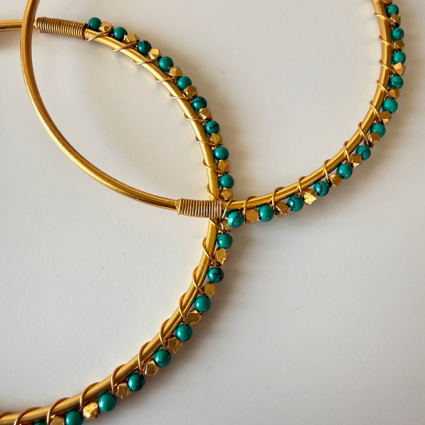 Turquoise Gemstone Hoop Earrings