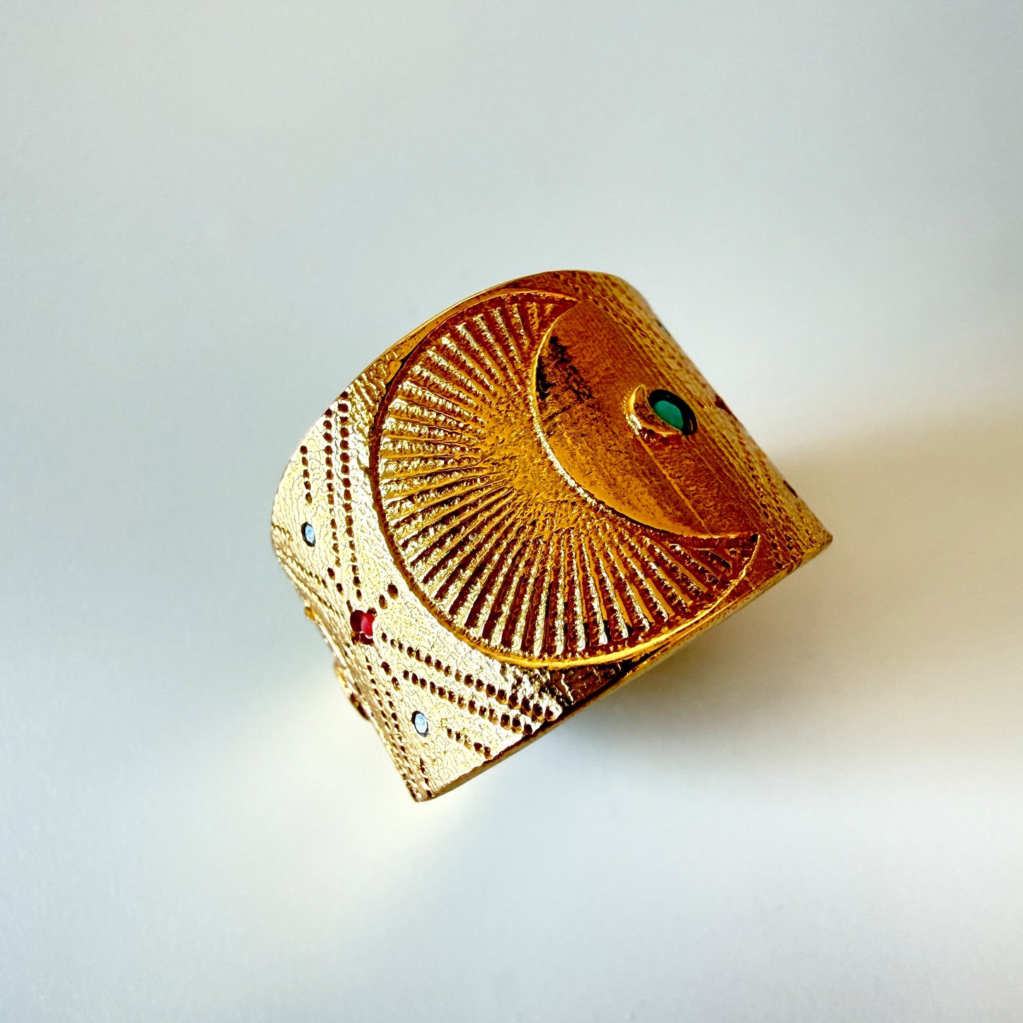 Turquoise and Coral Moon Ring