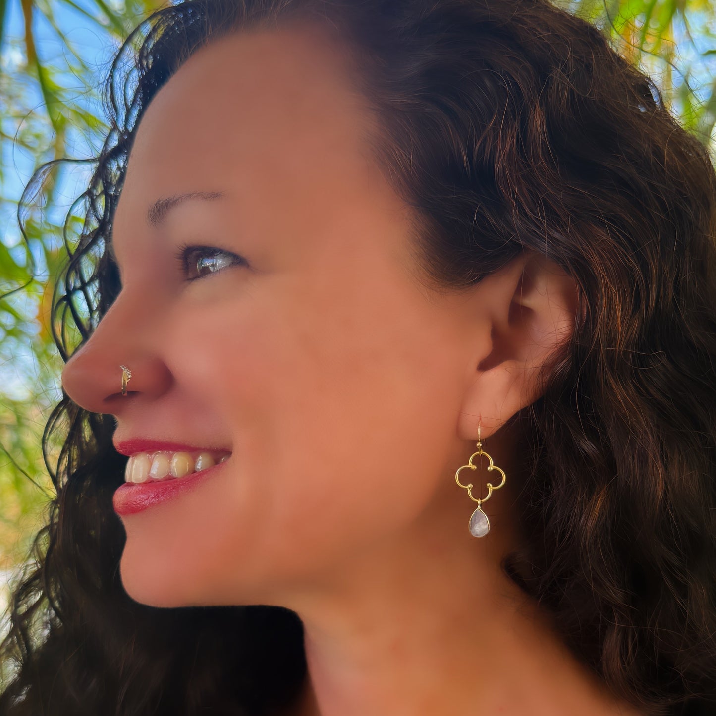 Moonstone Flower Earrings