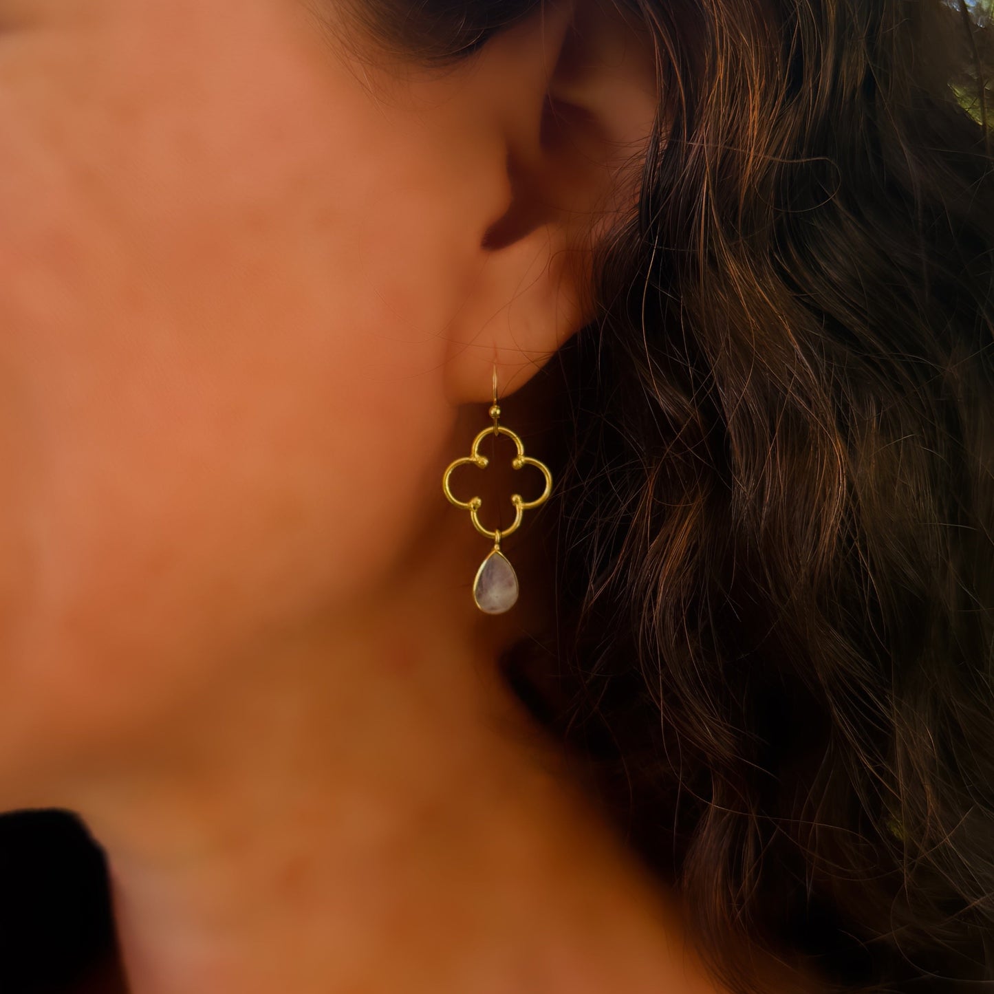 Moonstone Flower Earrings